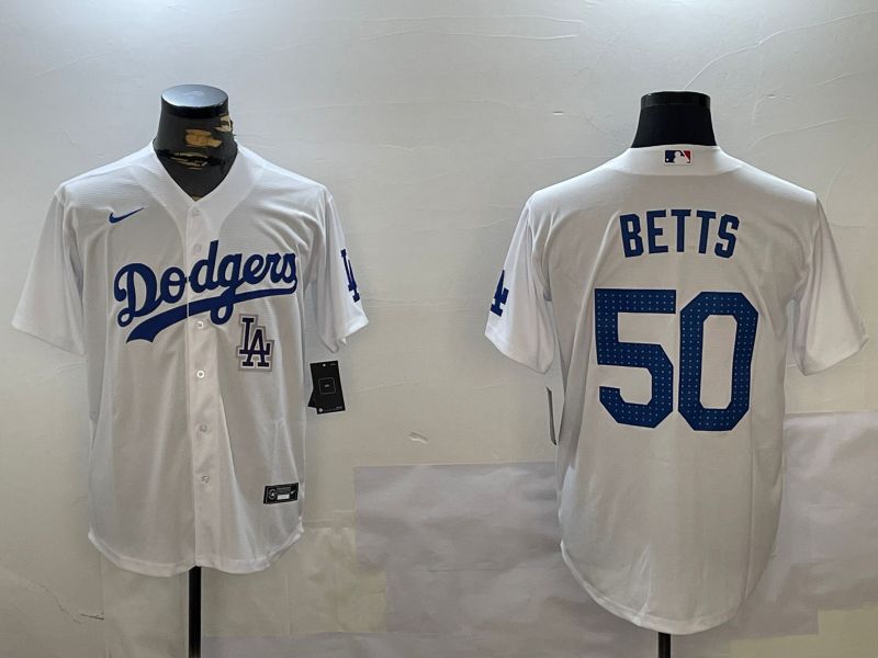 Men Los Angeles Dodgers 50 Betts White Game 2024 Nike MLB Jersey style 12113